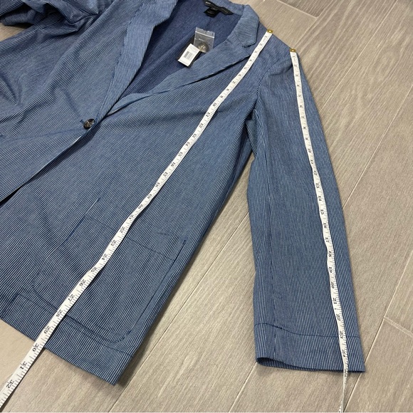 MARC BY MARC JACOBS Cotton Oversized Pinstriped Indigo Multi Blazer Jacket NWT L - Picture 16 of 16